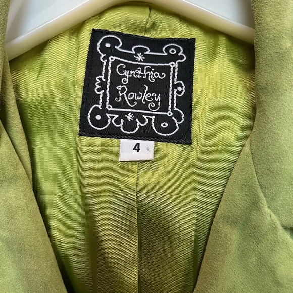 Cynthia Rowley suede coat dress, size 4, celery, green color. - Picture 4 of 5